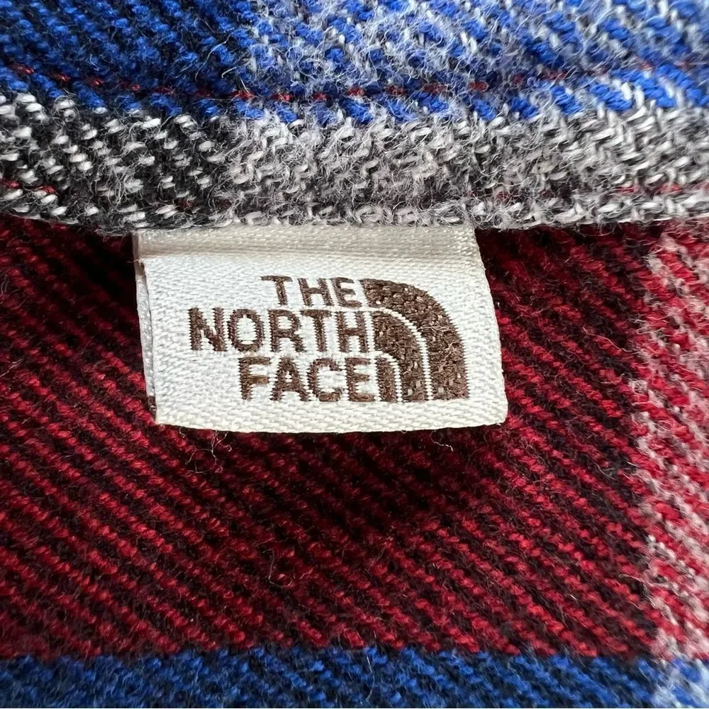 The North Face Arroyo Red Black Blue Plaid Heavyweight Flannel Shirt SZ XL